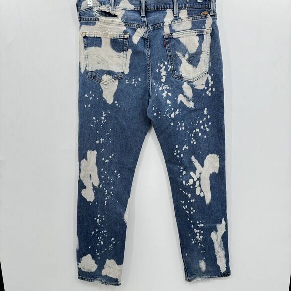 Levi's 541 Athletic Fit Jeans Size 38x32 Blue Bleach Splatter Destroyed Holes - Picture 2 of 12